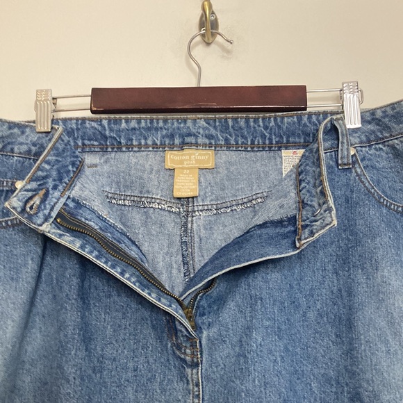 Vintage Jean Skirt Womens 1X Blue Denim Red Embroidered Floral Coastal Cowgirl - Picture 7 of 13